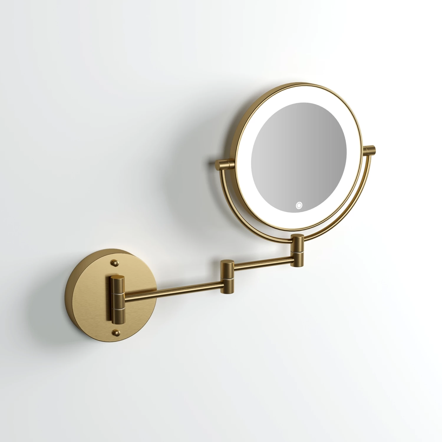 Vogue Backlit Wall Mount Cosmetic Mirror Brushed Gold 4 Vogue Backlit Wall Mount Cosmetic Mirror Brushed Gold - Image 2
