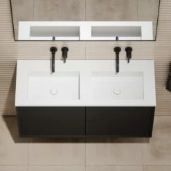 Volini Double Bathroom Vanity Unit Matte Black 1200mm -LUSSO STONE Sales volini double bathroom vanity unit matte black 1200mm p3989 39789 zoom