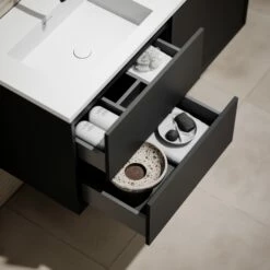 Volini Double Bathroom Vanity Unit Matte Black 1200mm -LUSSO STONE Sales volini double bathroom vanity unit matte black 1200mm p3989 39790 zoom