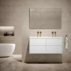 Volini Double Bathroom Vanity Unit Matte White 1200mm