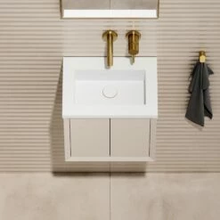 Volini Mini Cloakroom Vanity Unit With Stone Basin (Matte Cappuccino 400mm) -LUSSO STONE Sales volini mini cloakroom vanity unit with stone basin matte cappuccino 400mm p4588 40388 zoom