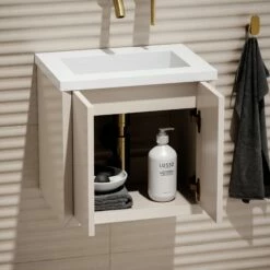 Volini Mini Cloakroom Vanity Unit With Stone Basin (Matte Cappuccino 400mm) -LUSSO STONE Sales volini mini cloakroom vanity unit with stone basin matte cappuccino 400mm p4588 40389 zoom