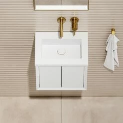Volini Mini Cloakroom Vanity Unit With Stone Basin (Matte White 400mm) 11 Volini Mini Cloakroom Vanity Unit With Stone Basin (Matte White 400mm) -LUSSO STONE Sales volini mini cloakroom vanity unit with stone basin matte white 400mm p4587 40386 zoom