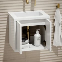 Volini Mini Cloakroom Vanity Unit With Stone Basin (Matte White 400mm) 12 Volini Mini Cloakroom Vanity Unit With Stone Basin (Matte White 400mm) -LUSSO STONE Sales volini mini cloakroom vanity unit with stone basin matte white 400mm p4587 40387 zoom