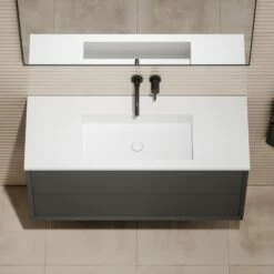 Volini Vanity Unit With Stone Basin (Matte Anthracite 1200mm) -LUSSO STONE Sales volini vanity unit with stone basin matte anthracite 1200mm p1890 39799 zoom