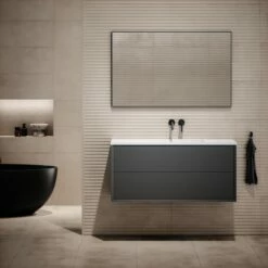 Volini Vanity Unit With Stone Basin (Matte Anthracite 1200mm)