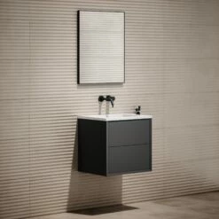 Volini Vanity Unit With Stone Basin (Matte Anthracite 600mm) -LUSSO STONE Sales volini vanity unit with stone basin matte anthracite 600mm p1833 40046 zoom