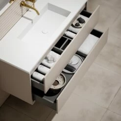 Volini Vanity Unit With Stone Basin (Matte Cappuccino 1200mm) -LUSSO STONE Sales volini vanity unit with stone basin matte cappuccino 1200mm p1889 39810 zoom