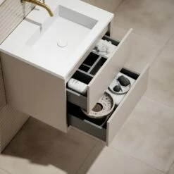 Volini Vanity Unit With Stone Basin (Matte Cappuccino 600mm) -LUSSO STONE Sales volini vanity unit with stone basin matte cappuccino 600mm p1834 40054 zoom
