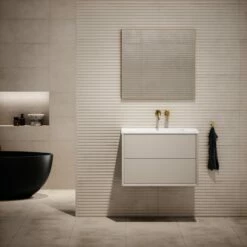 Volini Vanity Unit With Stone Basin (Matte Cappuccino 800mm)