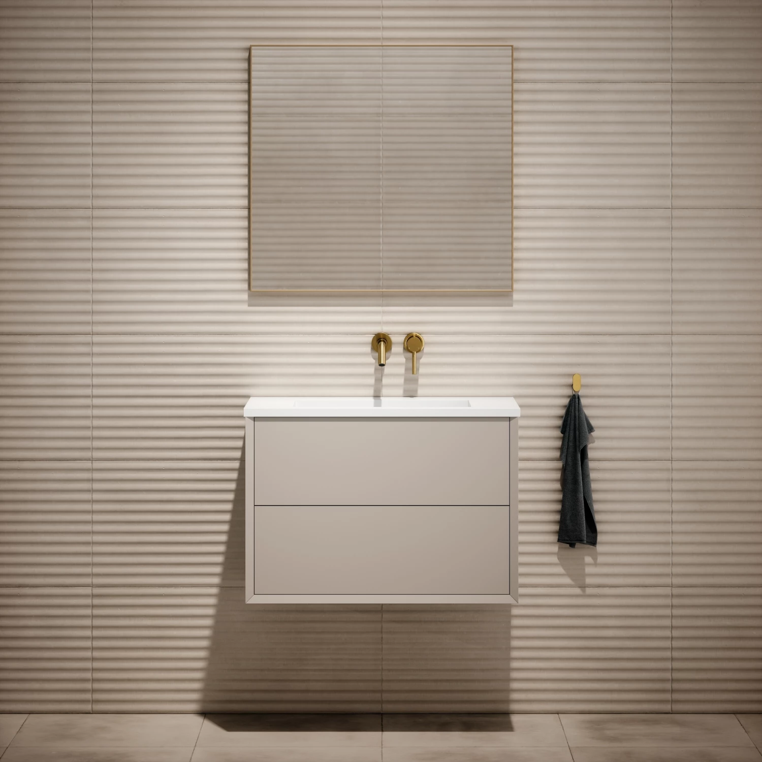 Volini Vanity Unit With Stone Basin (Matte Cappuccino 800mm) 4 Volini Vanity Unit With Stone Basin (Matte Cappuccino 800mm) - Image 2