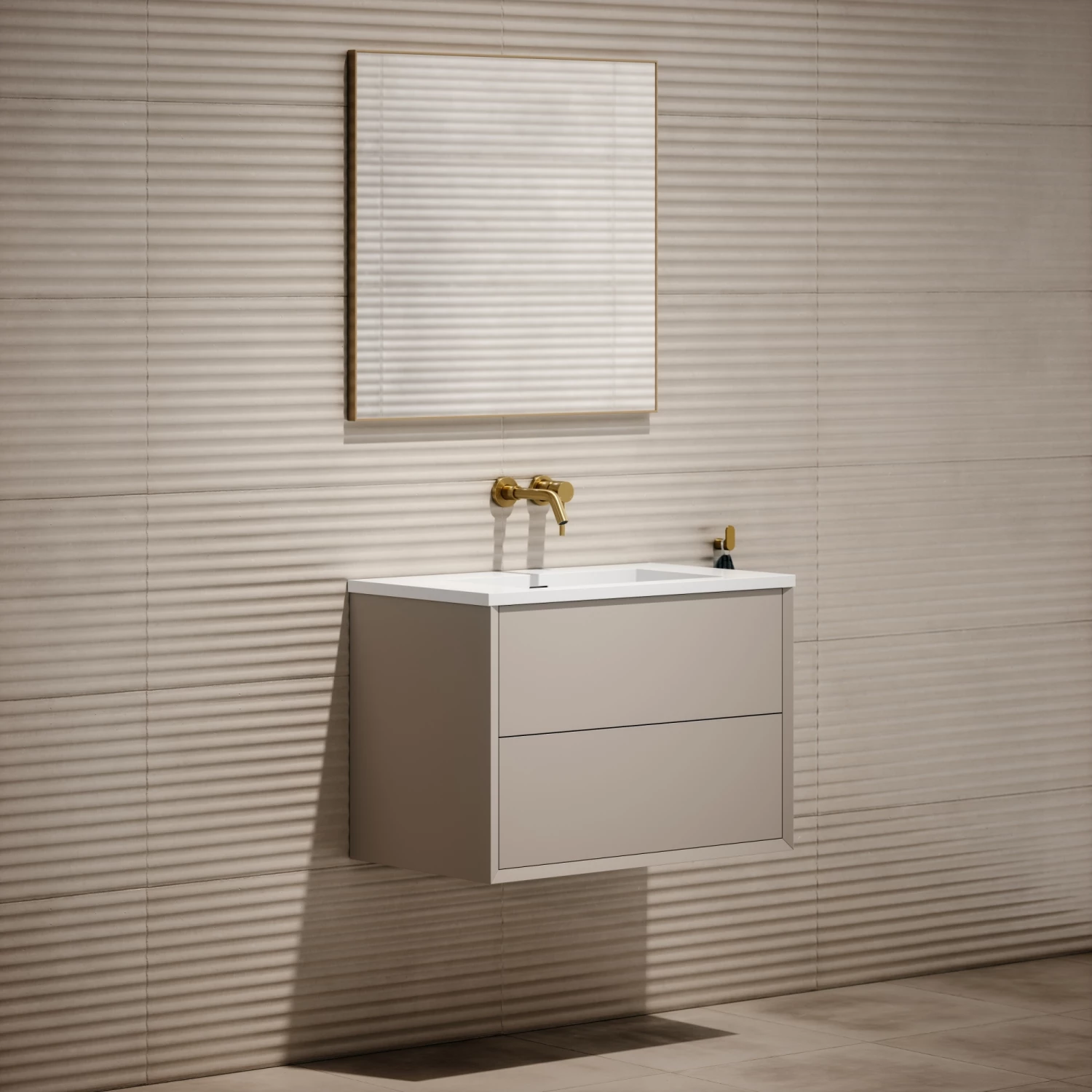 Volini Vanity Unit With Stone Basin (Matte Cappuccino 800mm) 5 Volini Vanity Unit With Stone Basin (Matte Cappuccino 800mm) - Image 3