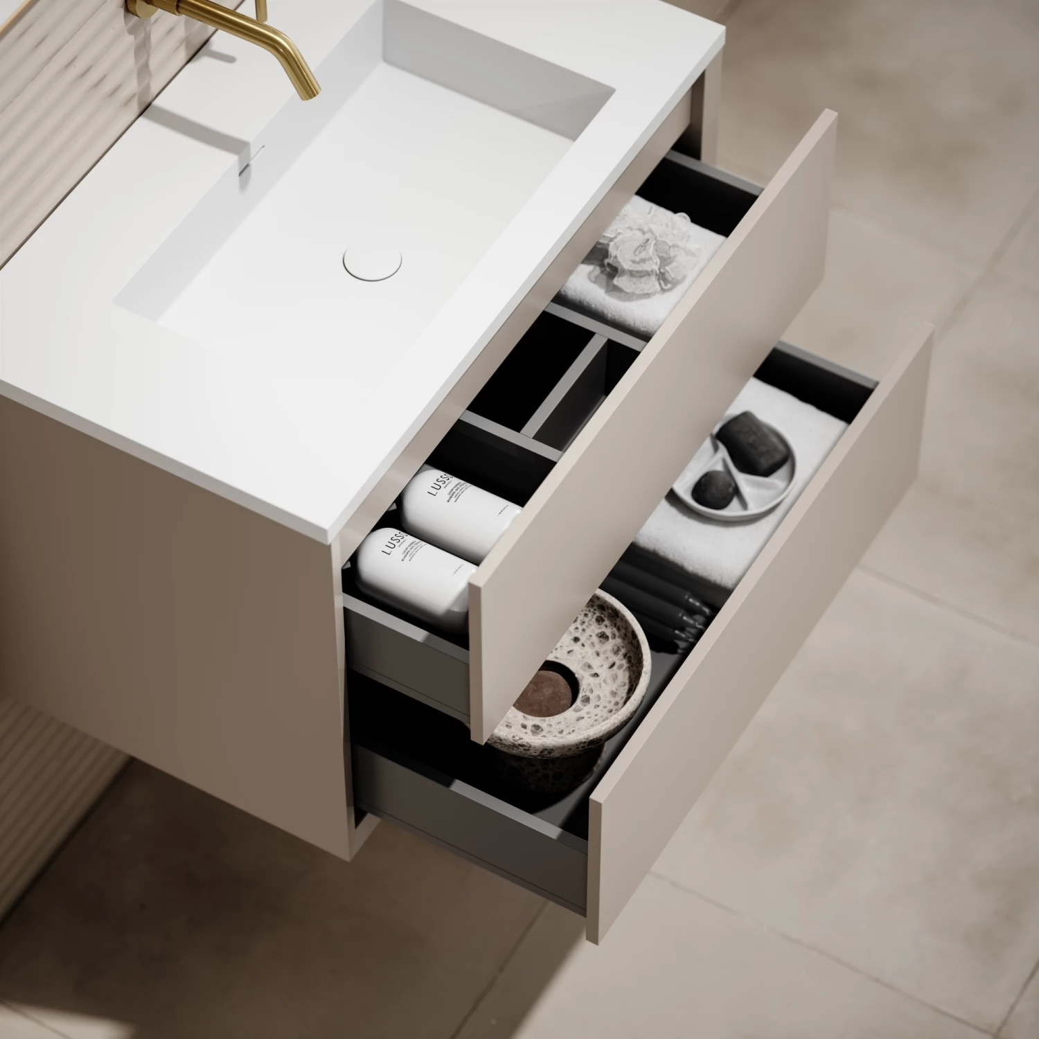 Volini Vanity Unit With Stone Basin (Matte Cappuccino 800mm) 7 Volini Vanity Unit With Stone Basin (Matte Cappuccino 800mm) - Image 5