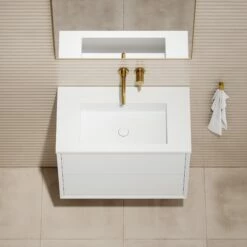 Volini Vanity Unit With Stone Basin (Matte White 800mm) -LUSSO STONE Sales volini vanity unit with stone basin matte white 800mm p1882 40010 zoom