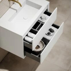 Volini Vanity Unit With Stone Basin (Matte White 800mm) -LUSSO STONE Sales volini vanity unit with stone basin matte white 800mm p1882 40011 zoom