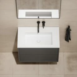 Volini Vanity Unit With Stone Basin (Polished Anthracite 800mm) -LUSSO STONE Sales volini vanity unit with stone basin polished anthracite 800mm p3481 40025 zoom