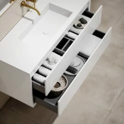 Volini Vanity Unit With Stone Basin (Polished White 1200mm) -LUSSO STONE Sales volini vanity unit with stone basin polished white 1200mm p1888 39805 zoom