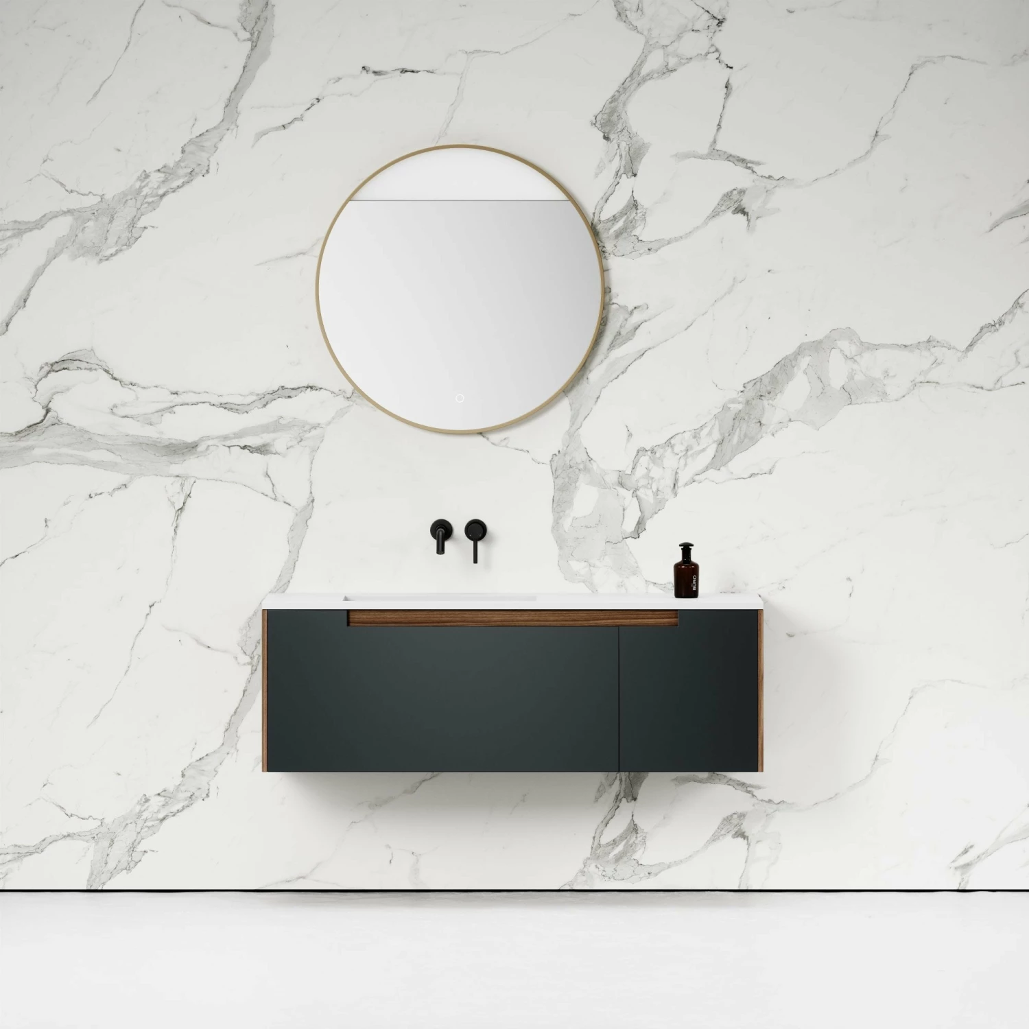 Zotto Vanity Unit With Stone Basin (American Walnut And Black Anthracite 1400mm) 4 Zotto Vanity Unit With Stone Basin (American Walnut And Black Anthracite 1400mm) - Image 2