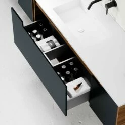 Zotto Vanity Unit With Stone Basin (American Walnut And Black Anthracite 1400mm) 12 Zotto Vanity Unit With Stone Basin (American Walnut And Black Anthracite 1400mm) -LUSSO STONE Sales zotto vanity unit with stone basin american walnut and black anthracite 1400mm p2309 25582 zoom