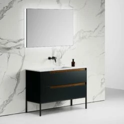 Zotto Vanity Unit With Stone Basin (American Walnut & Black Anthracite 1200mm) -LUSSO STONE Sales zotto vanity unit with stone basin american walnut black anthracite 1200mm p2302 15508 zoom